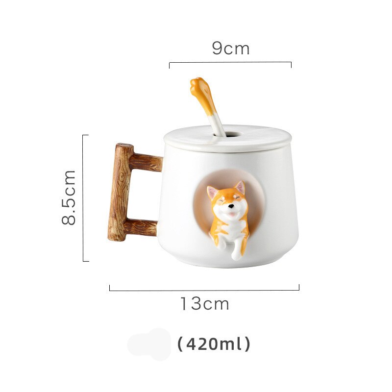 Shiba Inu Mug Set with Lid and Spoon