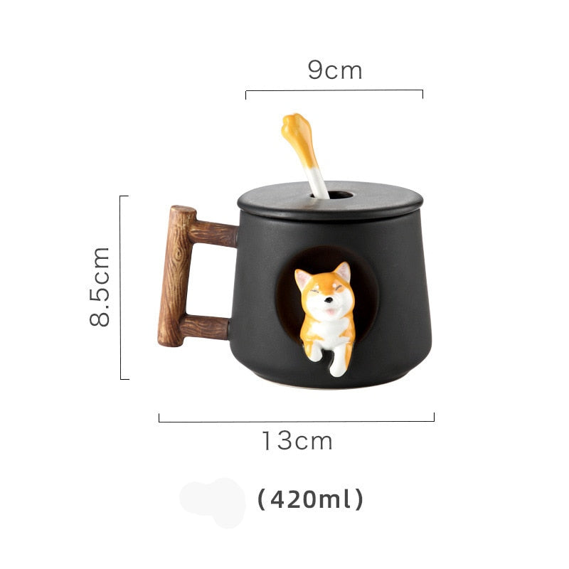 Shiba Inu Mug Set with Lid and Spoon