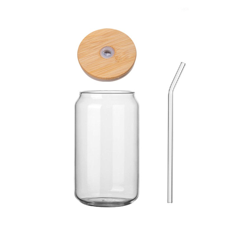 Soda Can Glass with Bamboo Cover