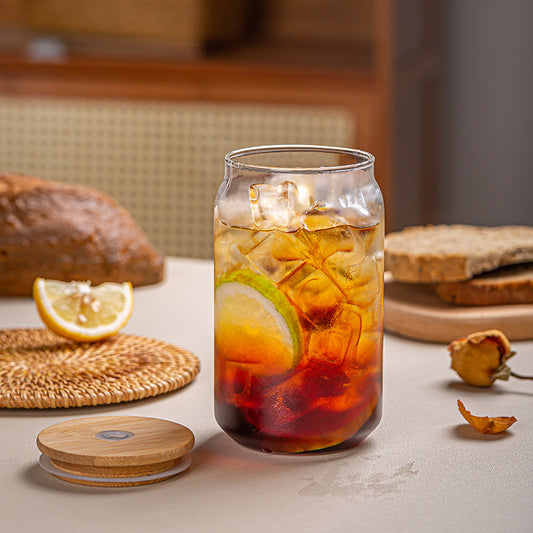 Soda Can Glass with Bamboo Cover