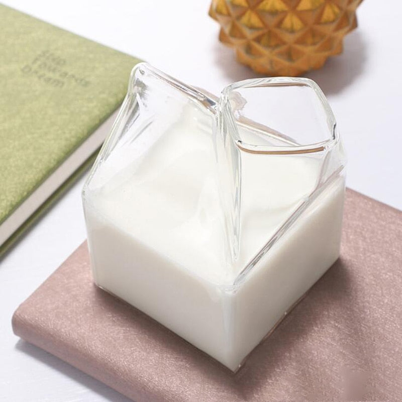 Milk Carton Glass Container